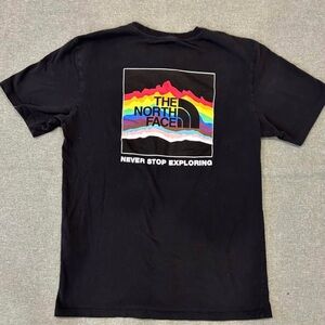The North Face Black Short Sleeve Tee with Rainbow Logo